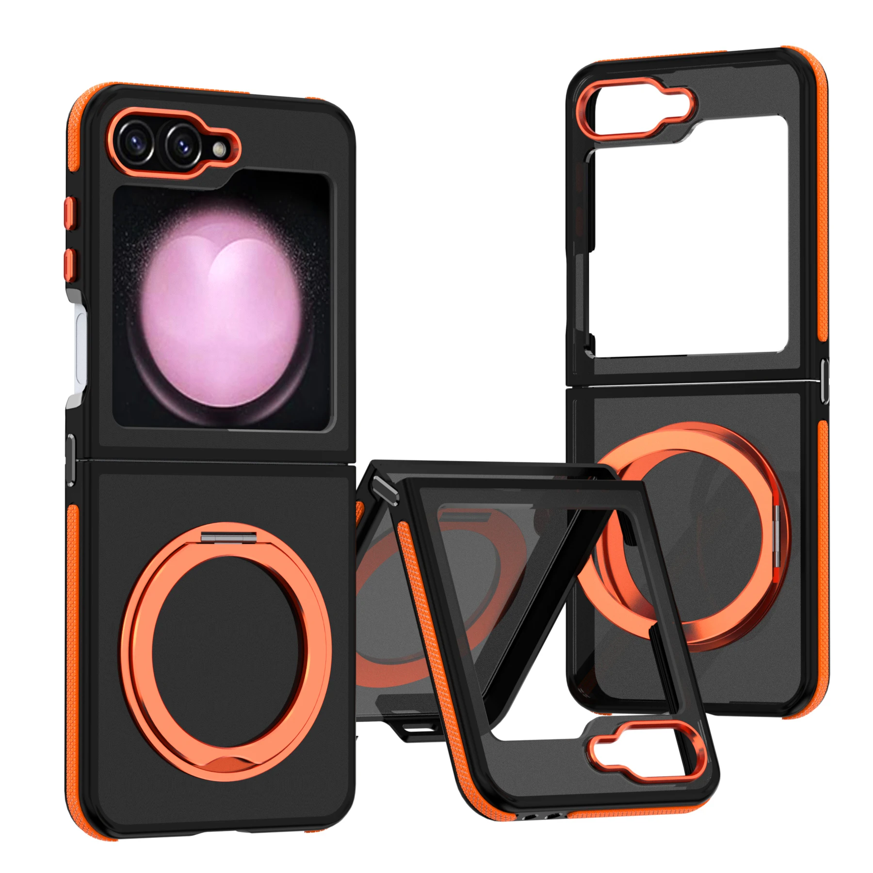 Capa de telefone com suporte de anel giratório 360° para Samsung Galaxy Z Flip 6 Flip6 5G capa de capa rígida à prova de choque_voghion.com
