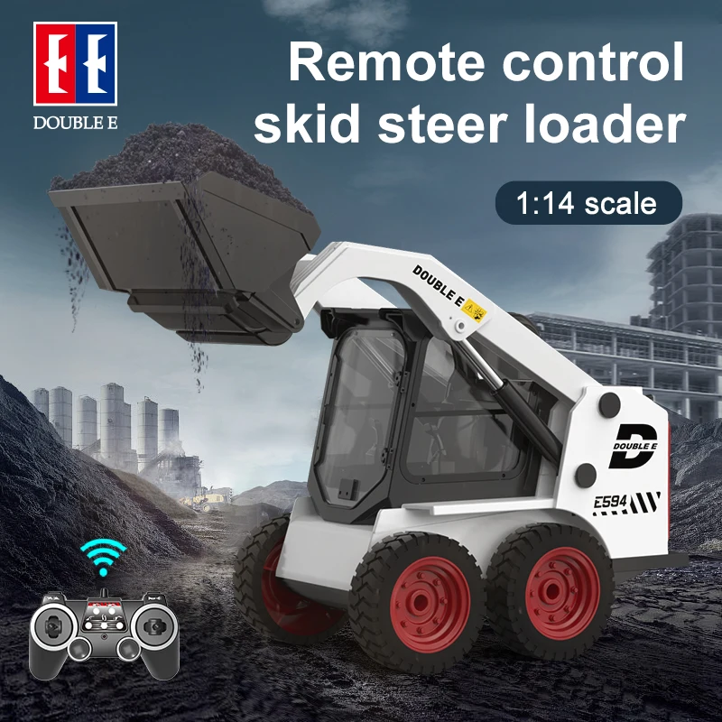 S54c20cdbffec48a68f01a09abcfadd21W DOUBLE E E594 RC Truck Slip Loader 1:14 Tractor Car Models Bulldozer Excavator Zdalnie sterowane pojazdy inżynieryjne Zabawki dla dzieci