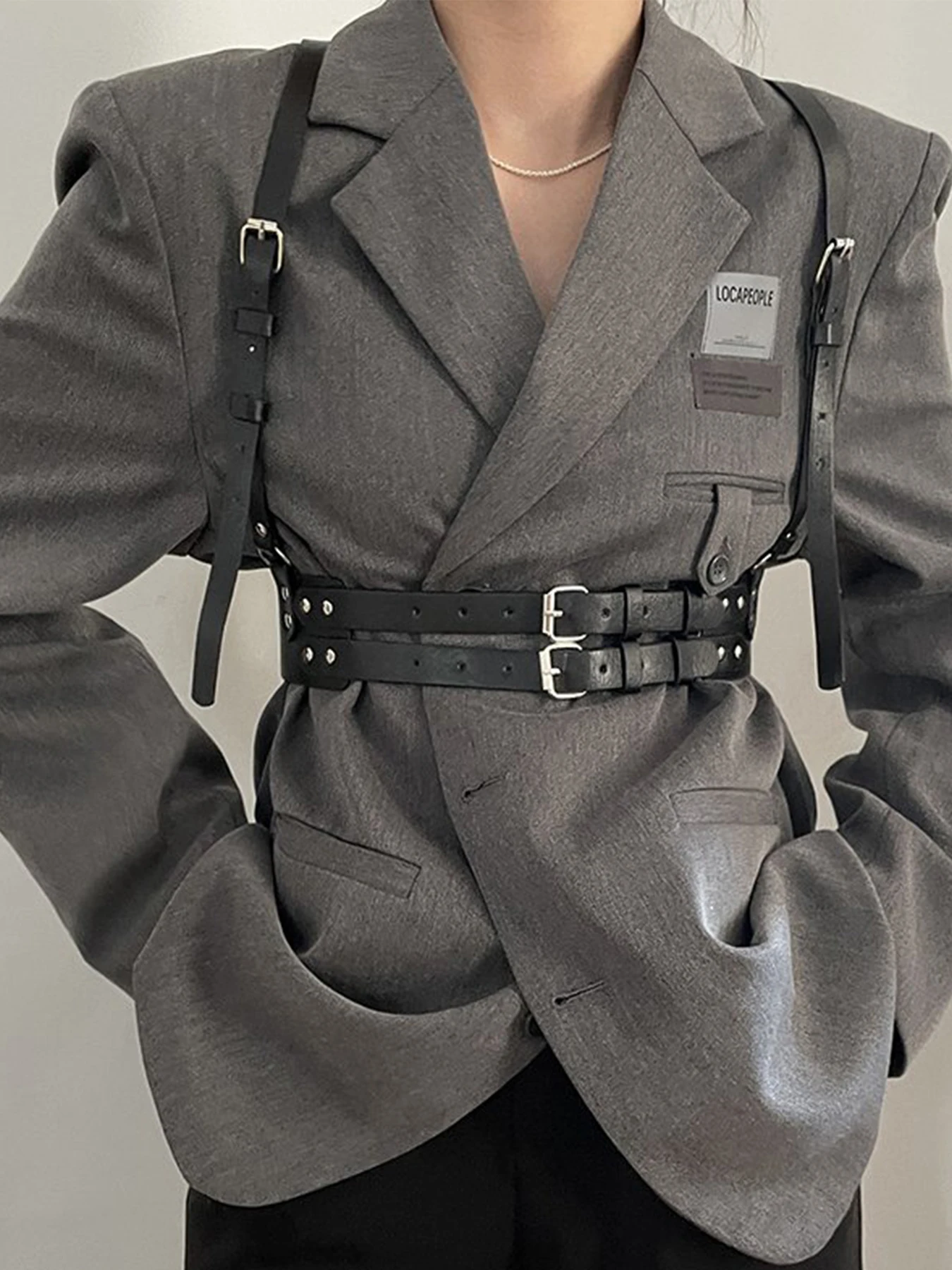 Fashion Body Harness - Women's Waist Belt with Adjustable Buckles, Gothic Style Accessory for Dresses & Outfits