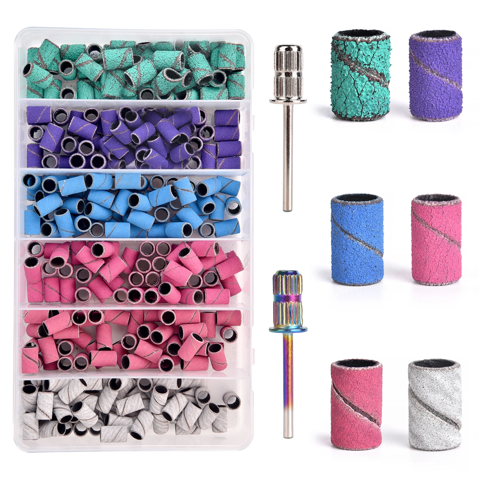 Fine Grit Nail Sanding Cap Bands Electric Manicure Machine Nail Drill Bits Pedicure Caps Gel Polish Remover Tool Nail Heads File 3