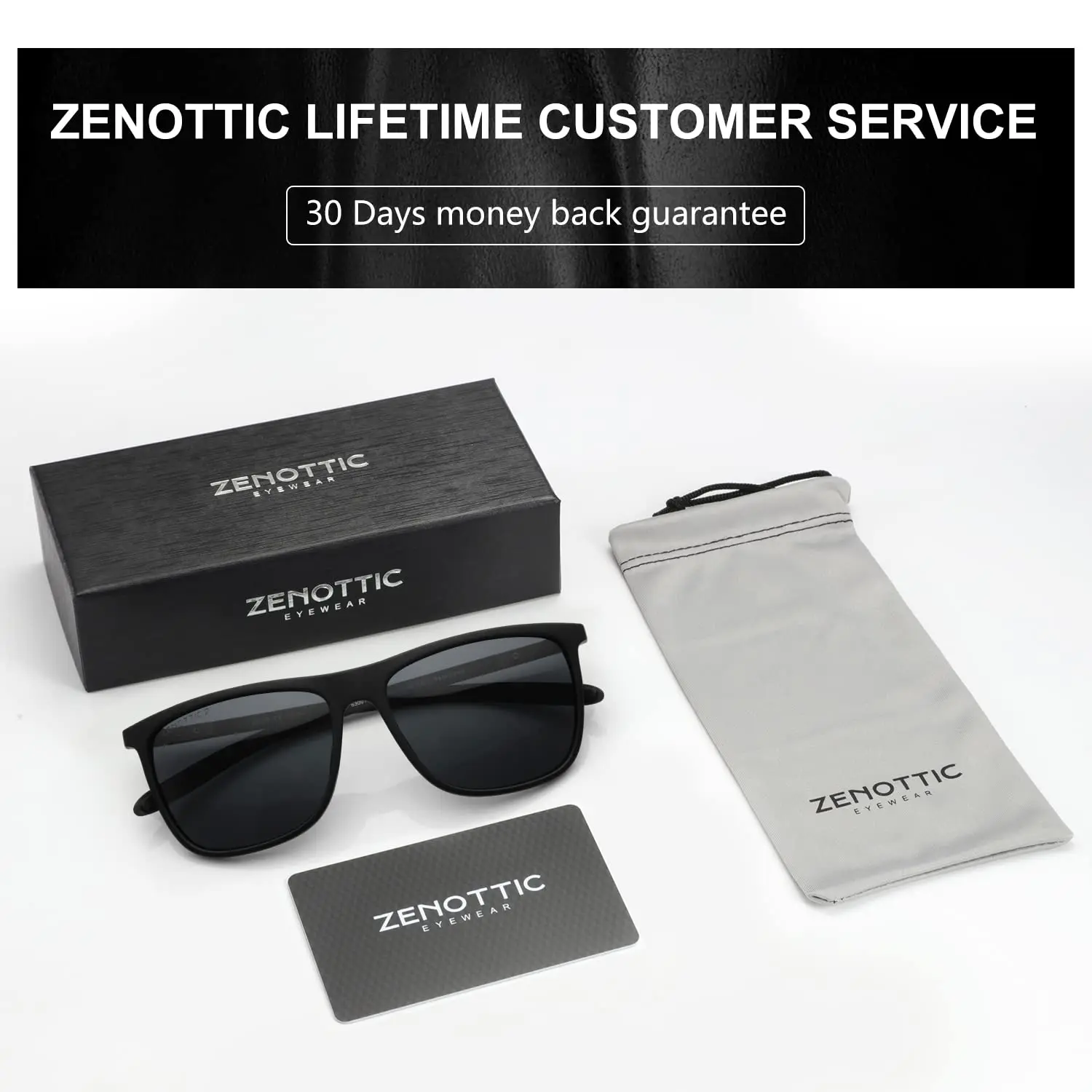 ZENOTTIC Square Polarized Sunglasses for Men Ultralight Carbon