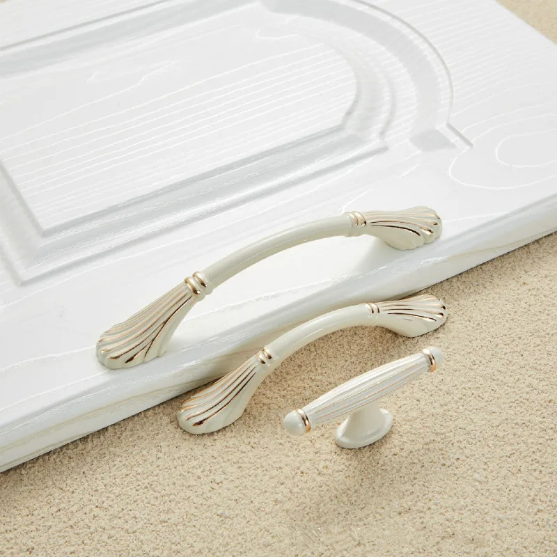 Drawer Pulls Kitchen Cabinet Handles 96mm/128mm Beige Door Knobs Furniture Knob Metal furniture handles kitchen door handles