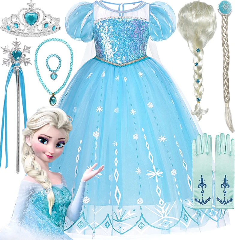 DisneyForzenElsaDressKidsPrincessCosplayCostumeforBabyGirls