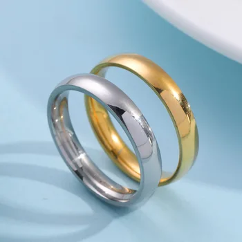 Anello semplice e liscio in acciaio inossidabile alla moda per donne e uomini Anelli classici per coppie Gioielli di fidanzamento per matrimoni