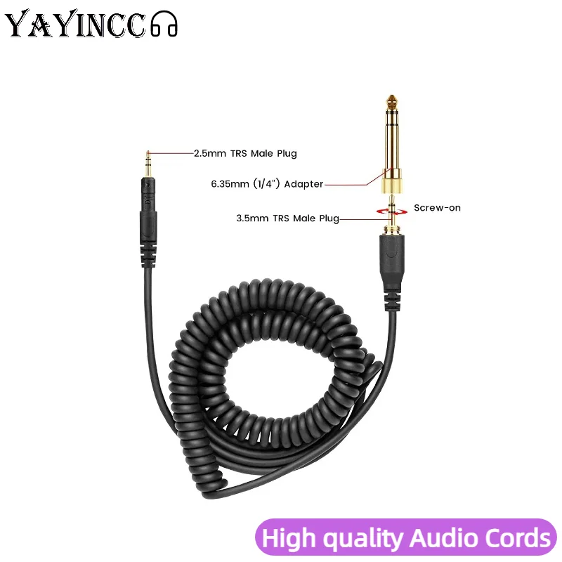 3.5MM+6.35MM Headphone Adapter Replacement Audio cable cord wire line DIY for Audio-Technica ATH M50X M40X M60X M70X Headphones，