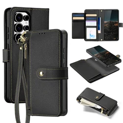 DUX DUCIS 2-in-1 Detachable Magnetic Leather Wallet Case with Multi-Slot Folio Design for S25 (Black)