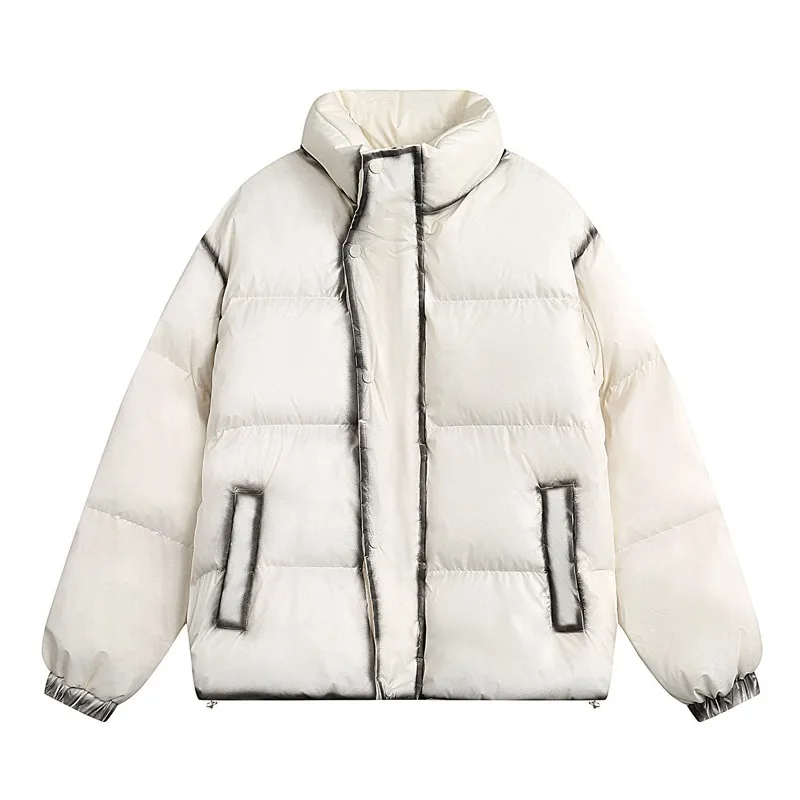 

American Retro Standing Collar Thickened Cotton Jacket Men's Casual Loose Fitting Warm Parka Couple's Street Harajuku Coat