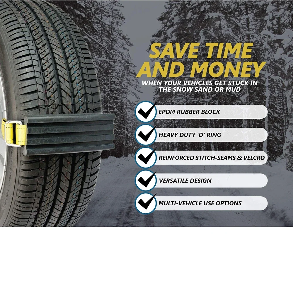 2pcs Tire Traction Device for Trucks & Large SUVs Anti Skid Emergency Tire Straps to Get Unstuck