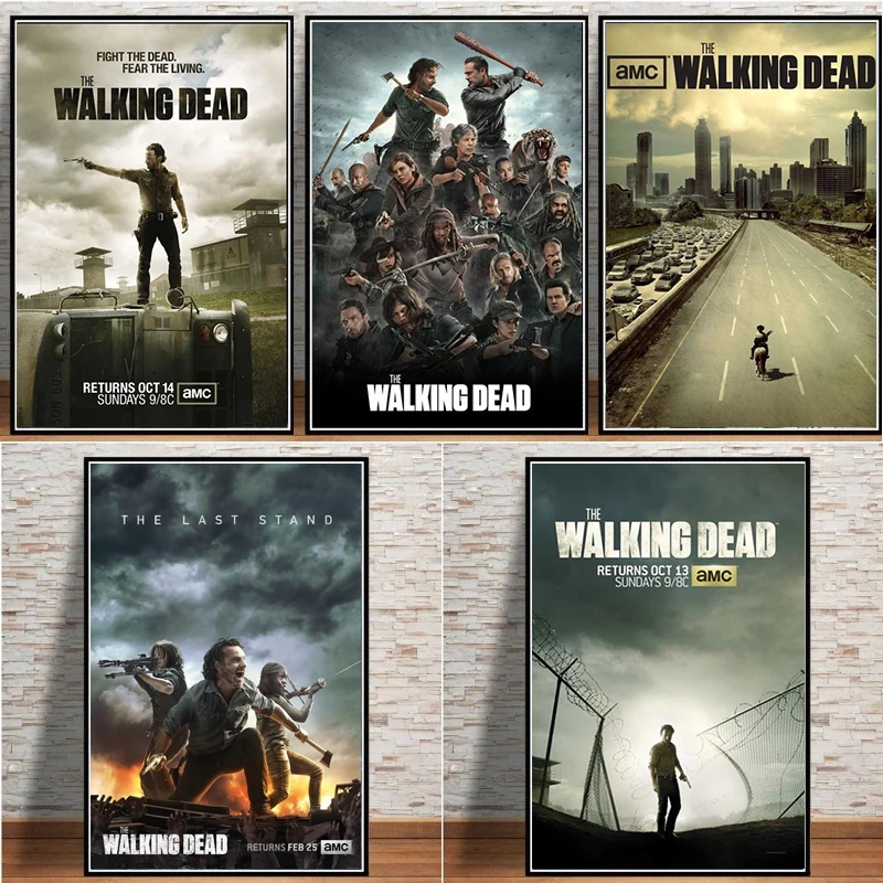 Classic Movie Poster The Walking Dead Oil Painting Canvas Art and Print Living Room Decorative Wall Pictures | Дом и сад