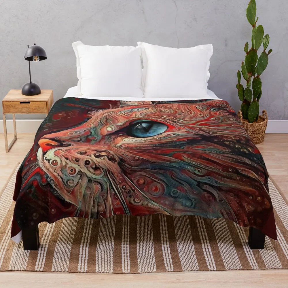 

Délia, cat, chat, cat, lea roche paintings Throw Blanket Soft Blanket warm winter blanket funny gift valentine gift ideas