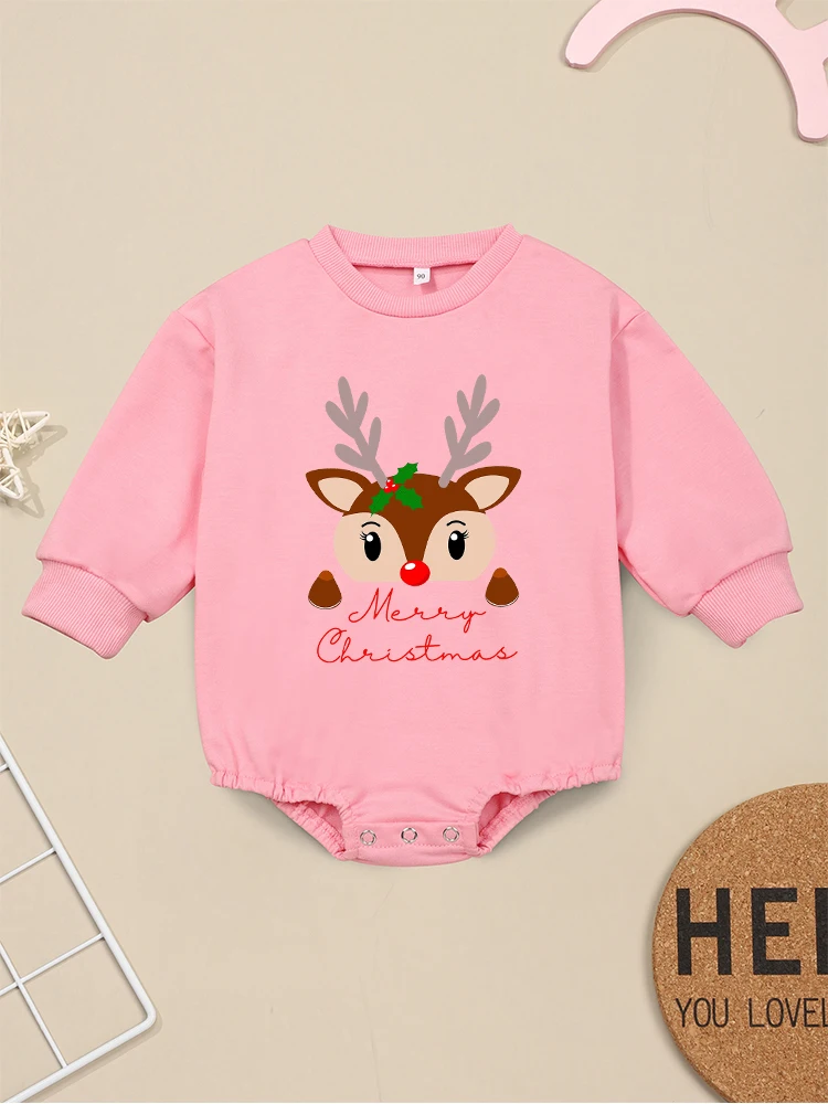 

Cute Christmas Reindeer Newborn Boy Girl Clothes Onesie Cartoon Xmas Baby Bodysuits Long Sleeve Kawaii Harajuku Infant Outfits