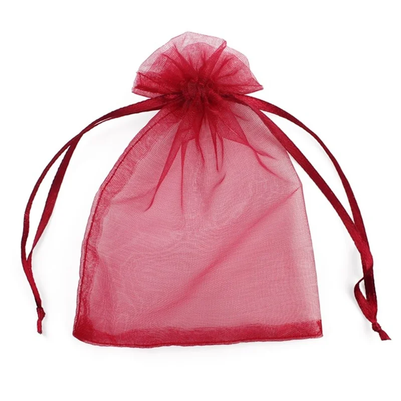 Solid Color Organza Gift Bags - Mesh Tulle Fabric Pouches for Weddings and Events (50/100pcs)
