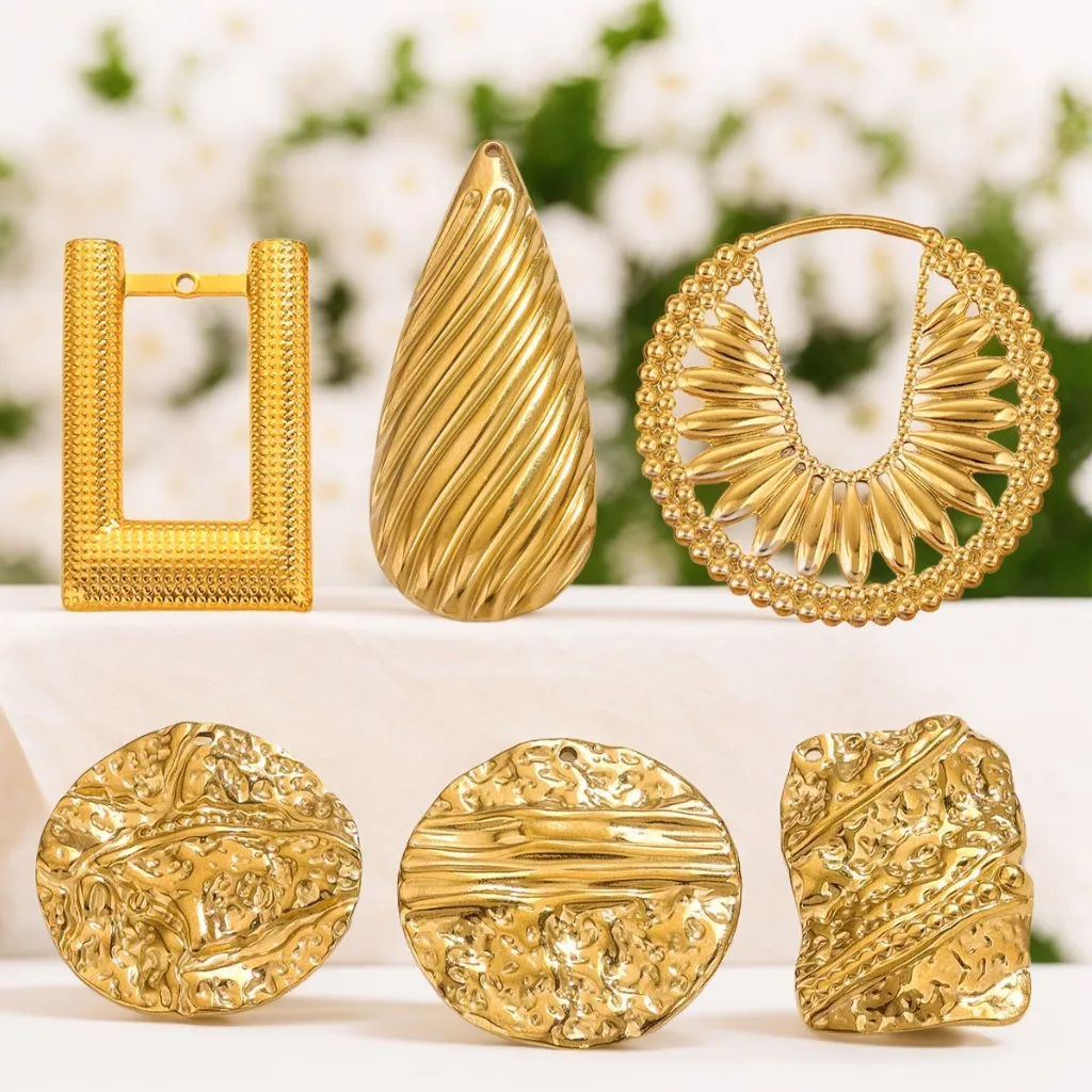 Stainless Steel Accessories Simple Geometric Ring Large Exaggerated Earrings DIY Accessories Parts Wholesale 1
