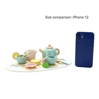 Wooden Children Simulation Afternoon Tea Set Toy Pretend Play Food Learning Role Play Game Early Educational Toys for Toddlers G 4