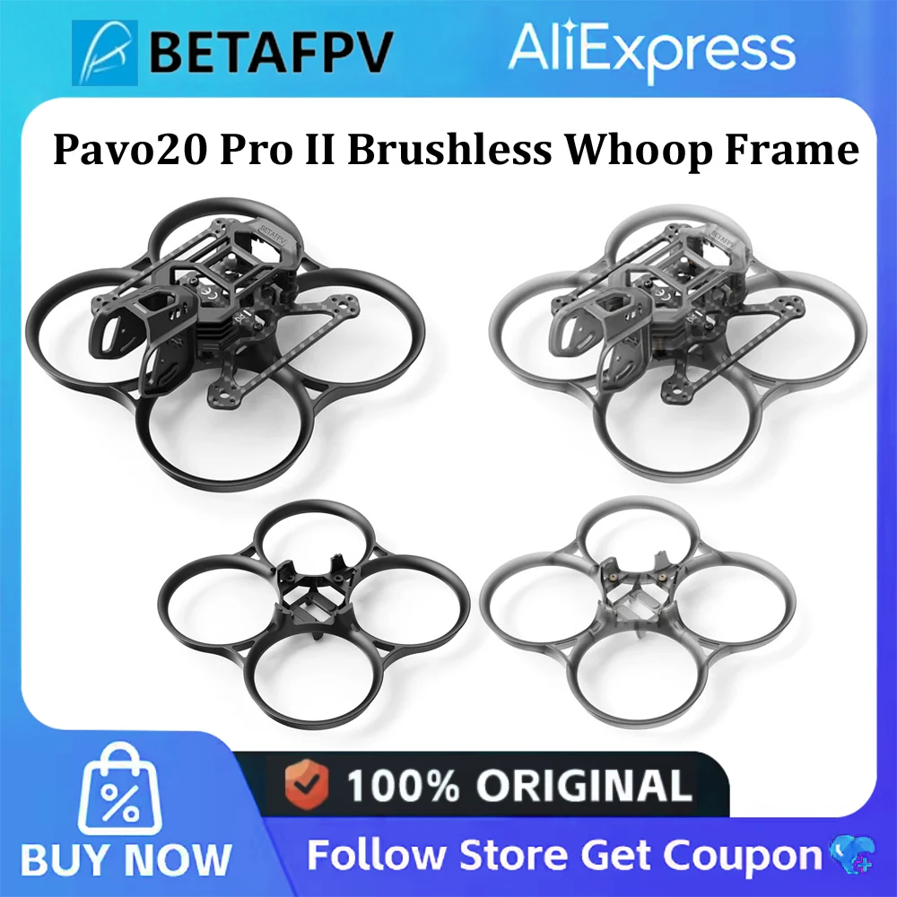 Vue de dessus du cadre Whoop Pavo20 Pro II pour drone FPV Micro, montrant sa structure légère et robuste.