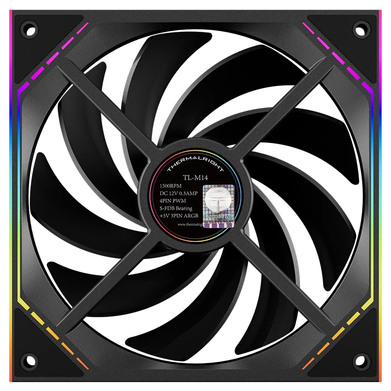 THERMALRIGHT TL-M14 ARGB Case Fan, 140x144x25mm Wireless Mirror Lighting 9 Blade High Air Volume Cooling Fan - Image 4