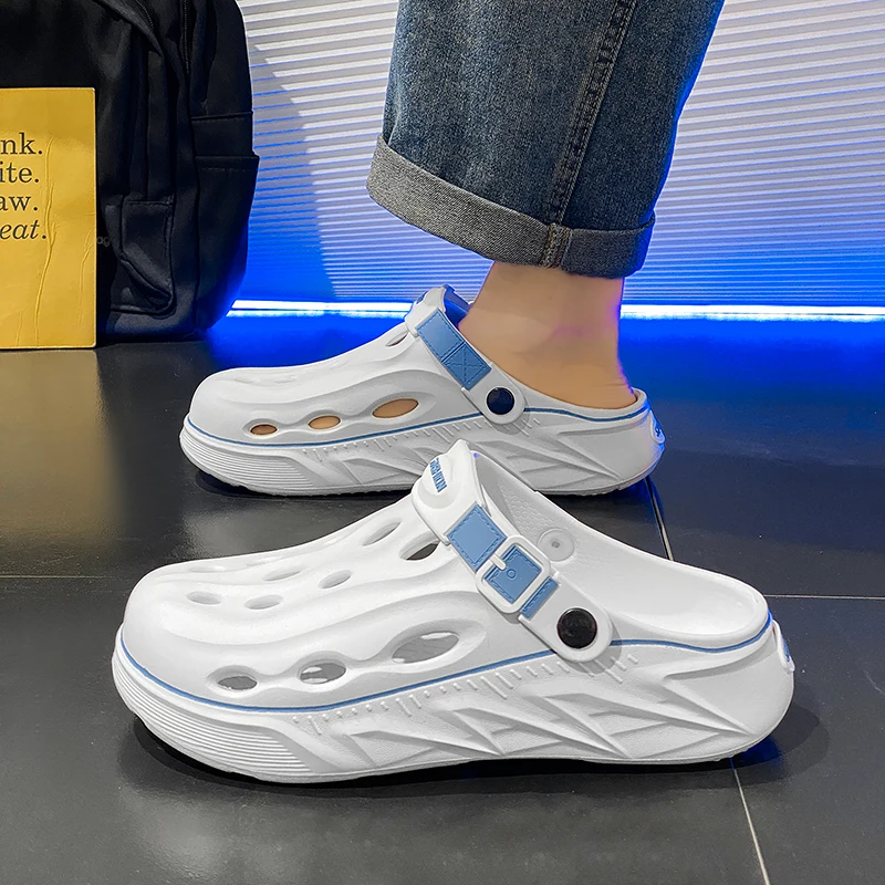 Men's Cave Shoes Summer New Anti Slip Wear Resistant Beach Sandals Oversized Slippers Breathable Baotou Drag Sleepers Men