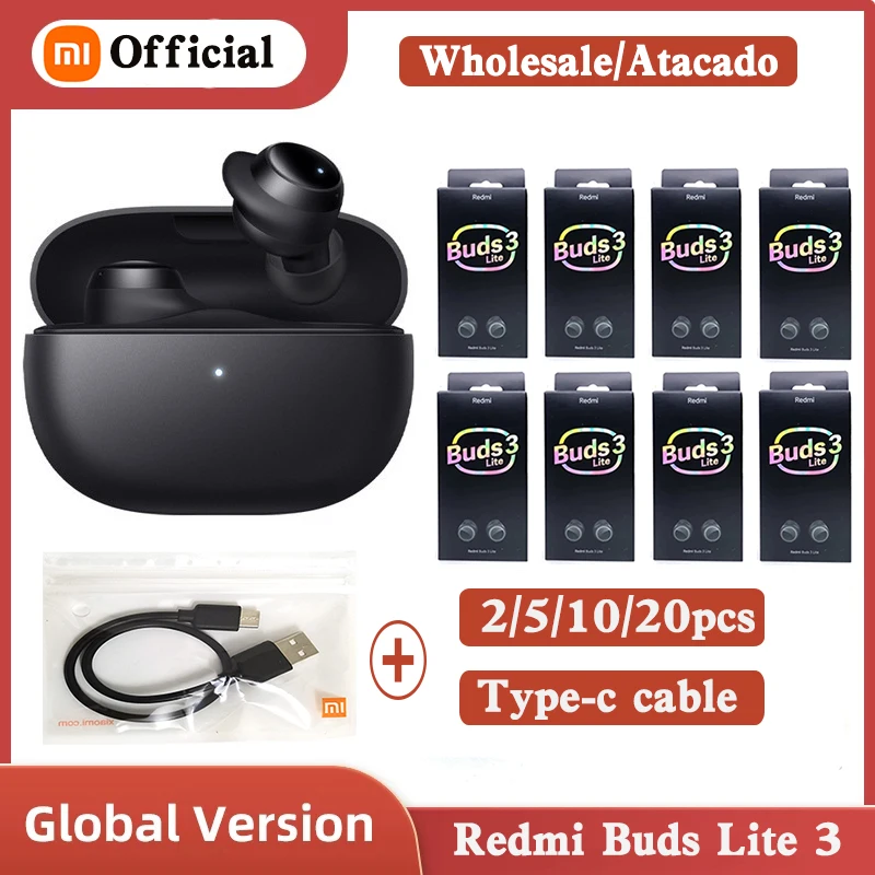 2/5/10 шт. оригинальные наушники Xiaomi Redmi Buds 3 Lite Tws Bluetooth 5 2 игровая гарнитура с кабелем