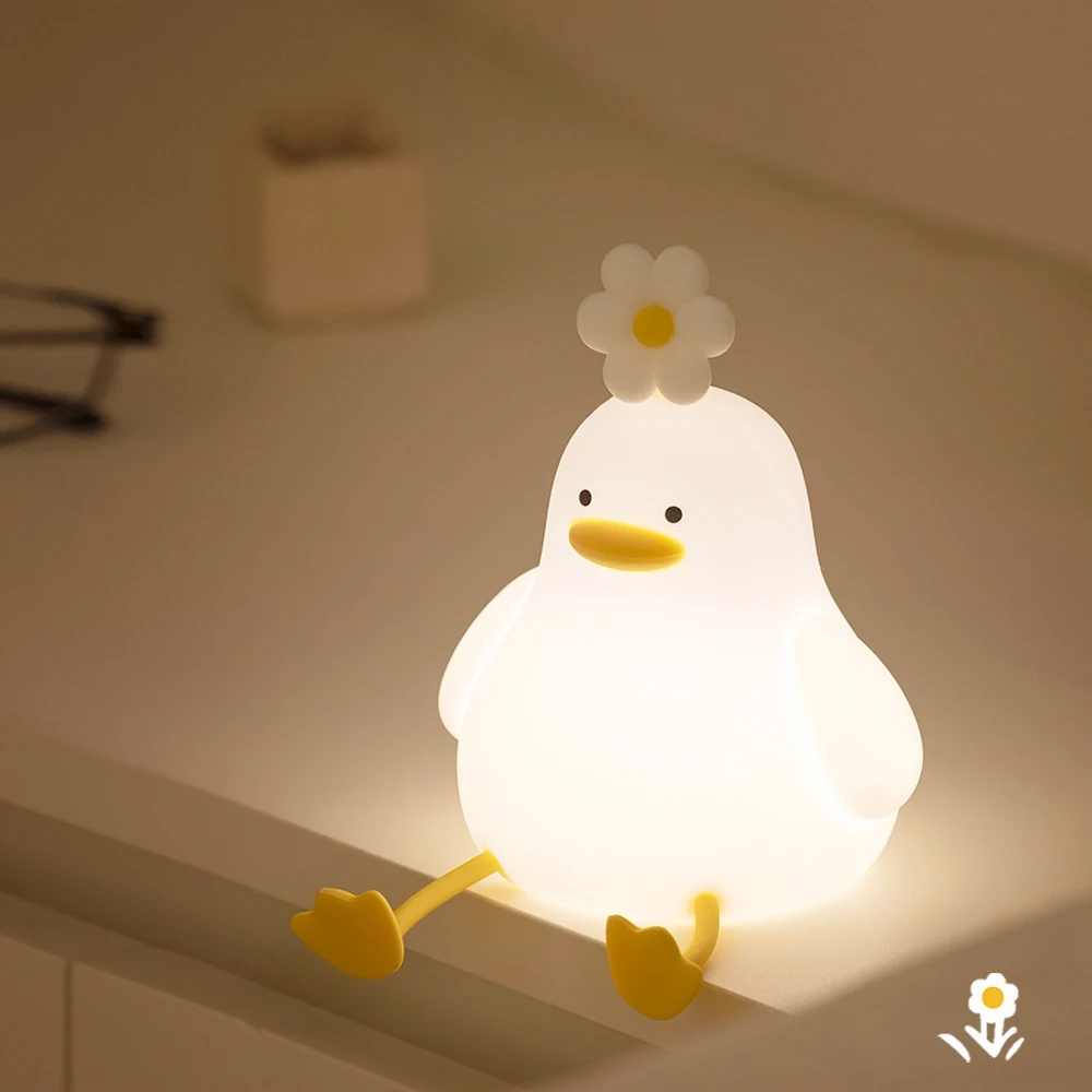 Luce notturna in Silicone anatra per bambini con Timer Usb ricaricabile dimmer Touch Lamp Sleeping Bedroom Cartoon Animal Decor Gift