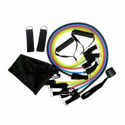 11-Piece TPE Resistance Band Set with Door Anchor, Handles, and Carry Bag - 11 (11pcs G1270A)