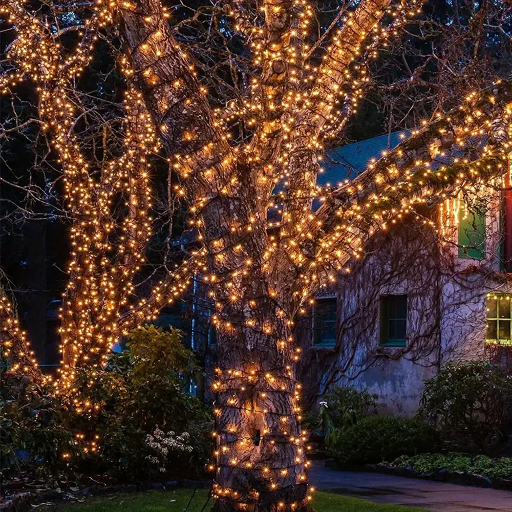 Enchanting Outdoor Solar-Powered LED Fairy String Lights - 8 Mode Decorative Garland for Holidays and Celebrations