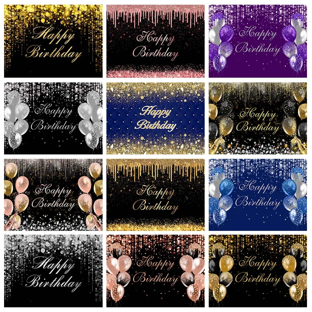 

Mocsicka Glitter Balloon Birthday Backdrop Rose Gold Pendant Tassel Dots Women Birthday Party Background Photocall Custom Banner