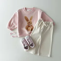 2024 Autumn New Baby Girl Long Sleeve Sweatshirt Cotton Girls Cartoon Sweatshirt Bunny Bear Print Children Pullover Baby Clothes 4