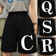 

2022 Summer Shorts Women Lovely Girls Korean Style Sweet Students Harajuku Simple Pure Print Oversize Trousers Female