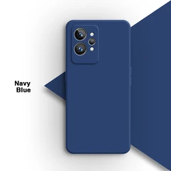 Enhanced Product Title: Vibrant Candy Color Silicone Phone Case with Camera Protection for Realme GT2 Pro (Navy Blue)