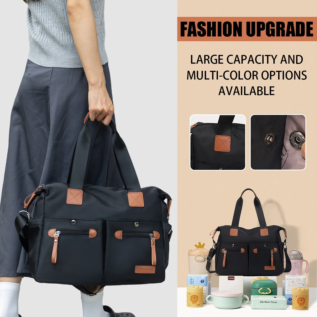 Borsa per laptop da donna, valigetta di grande capacità, borsa a tracolla, borsa con scomparto interno da 15,6 pollici per studenti