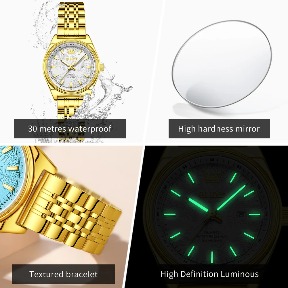 OLEVS 3703 Woman Watch Luxury Calendar Quartz Watch For Women High Hardness Mirror Original 30M Waterproof Ladies Wristwatch