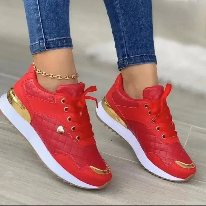 2025 Women's Mesh Sneakers Patchwork Lace Up Flat Shoes for Women Lightweight Female Shoes