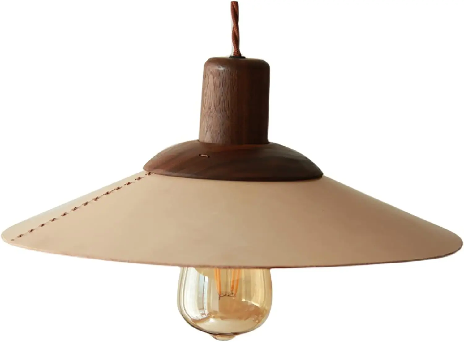 

Chandelier Creative Chandelier, Handmade Cowhide Solid Wood, Leather Lampshade, Retro Decorative Lamps for Homestays Indoor