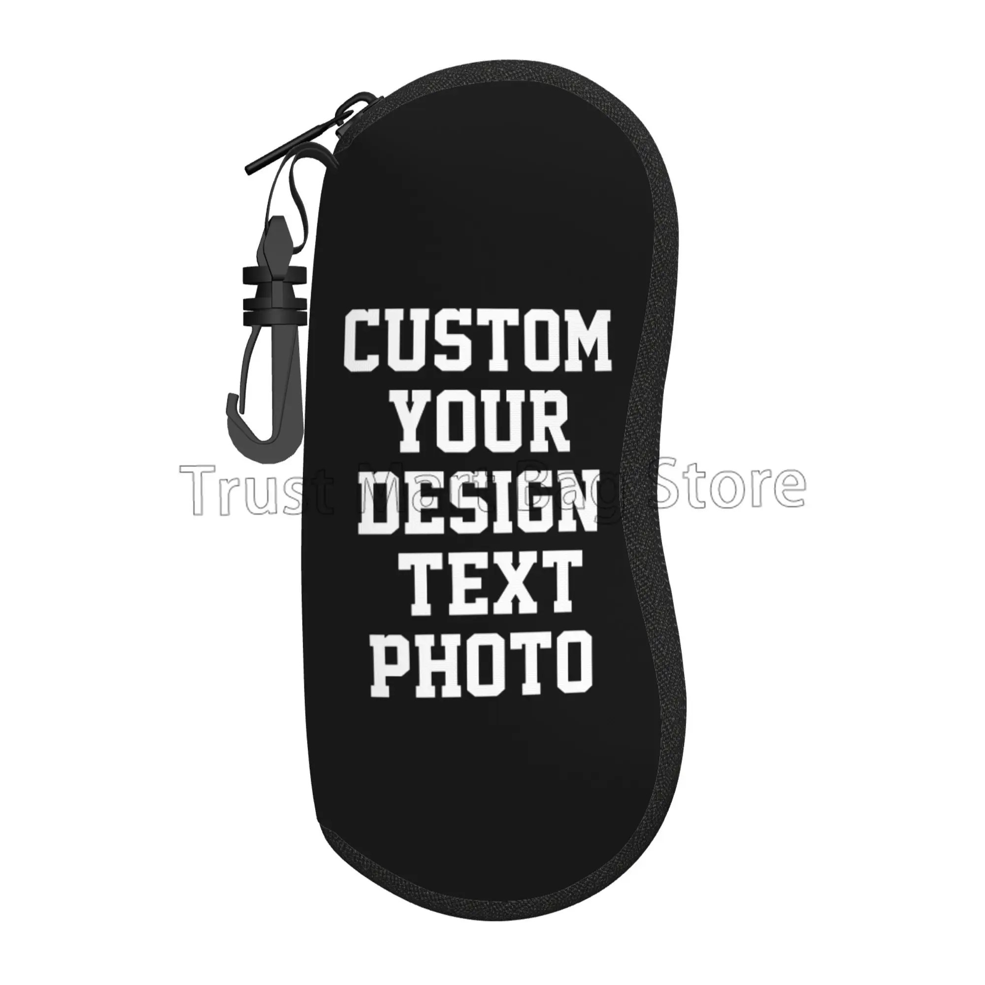Eyeglasses Case Add Your Image Text Personalized Ultra Light Portable Sunglasses Case with Clip Gift for Women Men