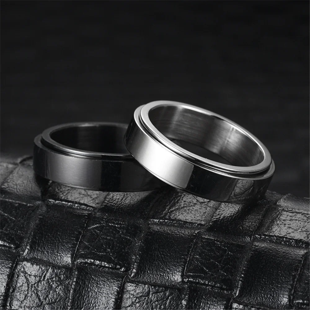 Anxiety Fidget Spinner Rings for Men 6mm Smooth Stainless Steel Spinning Rotating Ring for Women Anti Stress Jewelry Gift stainless steel ring finger ring fidget spinner ring