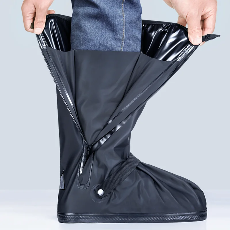 Black New Waterproof Wear-resistant High-tube Motorcycle Rain Boot Covers Outdoor Travel Rain Shoe Covers Motocross Riding Sport bicycle shoe covers