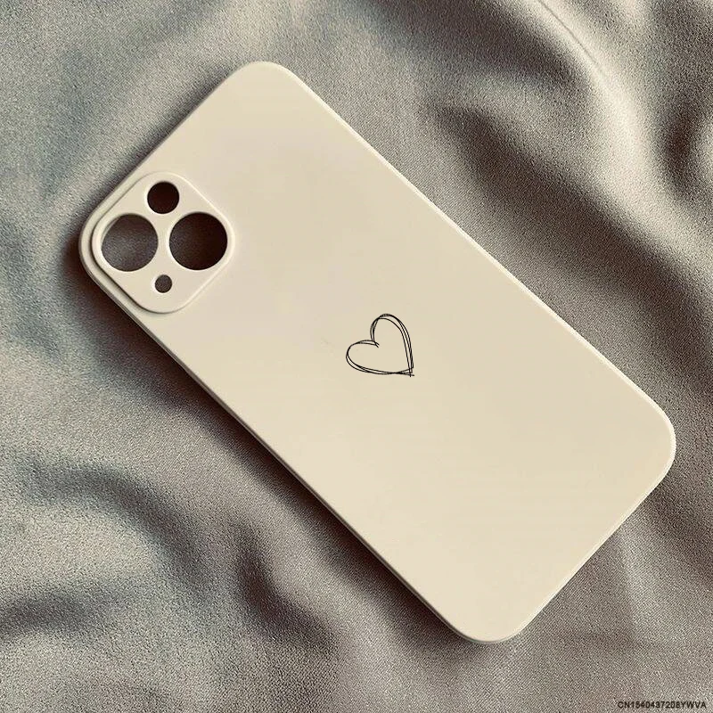 Simple Cute Love Heart Couple Phone Case For iPhone 16 Pro Max 17 14 15 11 13 12Mini XR XS 8Plus Kawaii Soft Silicone Cover Bag — view 4