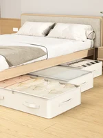 1PC cotton and linen see-through bed bottom storage bag Household goods storage bag clothing storage bag 1