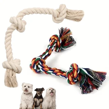 S54c3c4ea6e0d4f65b4a886d642695e7an.jpg 1/5pcs Dogs Toys Puppy Chew Cotton Rope Knot Interactive Toy Durable Braided Toys Cleaning Teeth Molar For Small Dogs