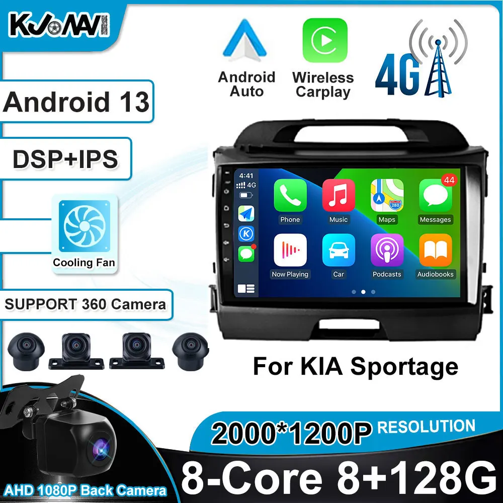 

DSP IPS Android 13 Carplay For KIA Sportage 2011-2016 Car Radio Multimedia Video Navigation GPS