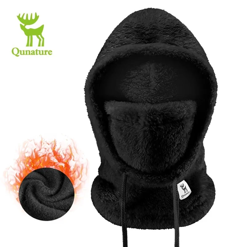 Qunature Winter Thermal Fleece Balaclava Ski Face Mask Neck Warmer Scarf Snood Hood Hat Windproof Cold Outdoor Sport Cycling Cap