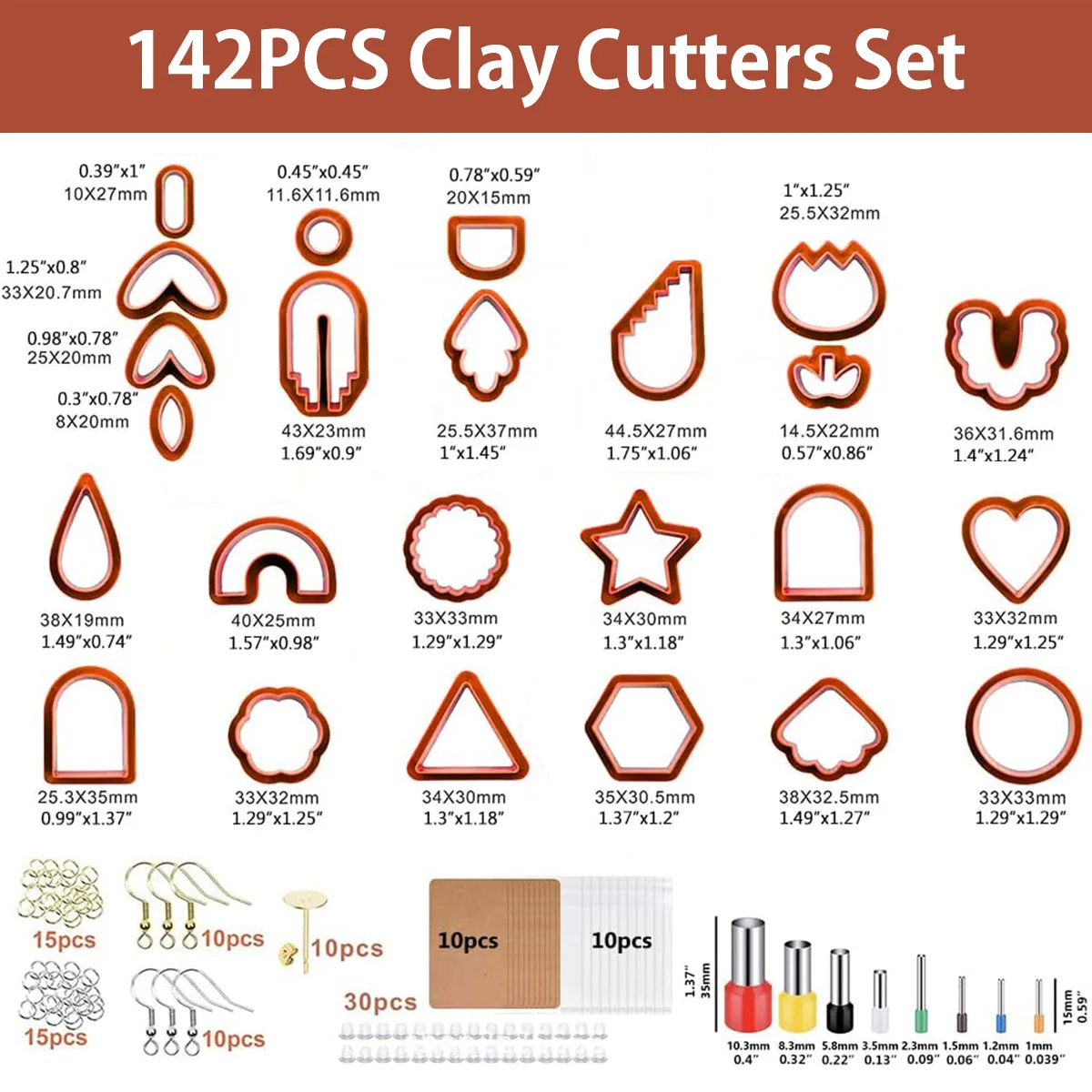 142pcs Rust red