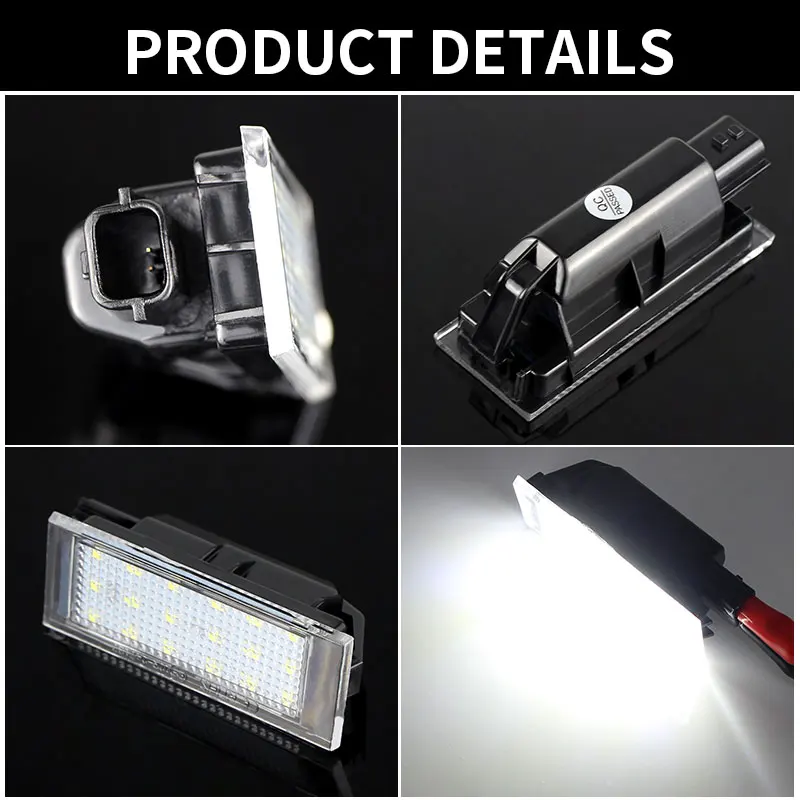 Lot De 2 Ampoules LED Pour Plaque D'Immatriculation – 6000K Blanc – Étanche IP67 – Compatible Renault Clio, Mégane, Twingo, Etc. – Sans Erreur CAN