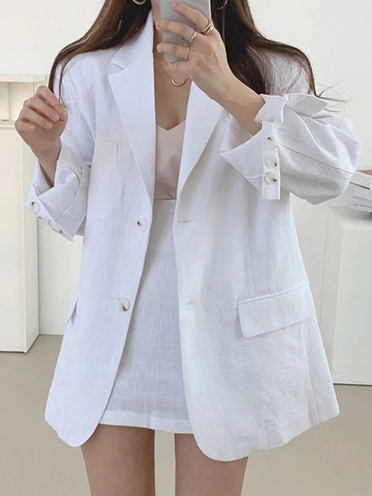 

Женский офисный блейзер с длинным рукавом, простой пиджак в Корейском стиле с английским воротником, весна 2023