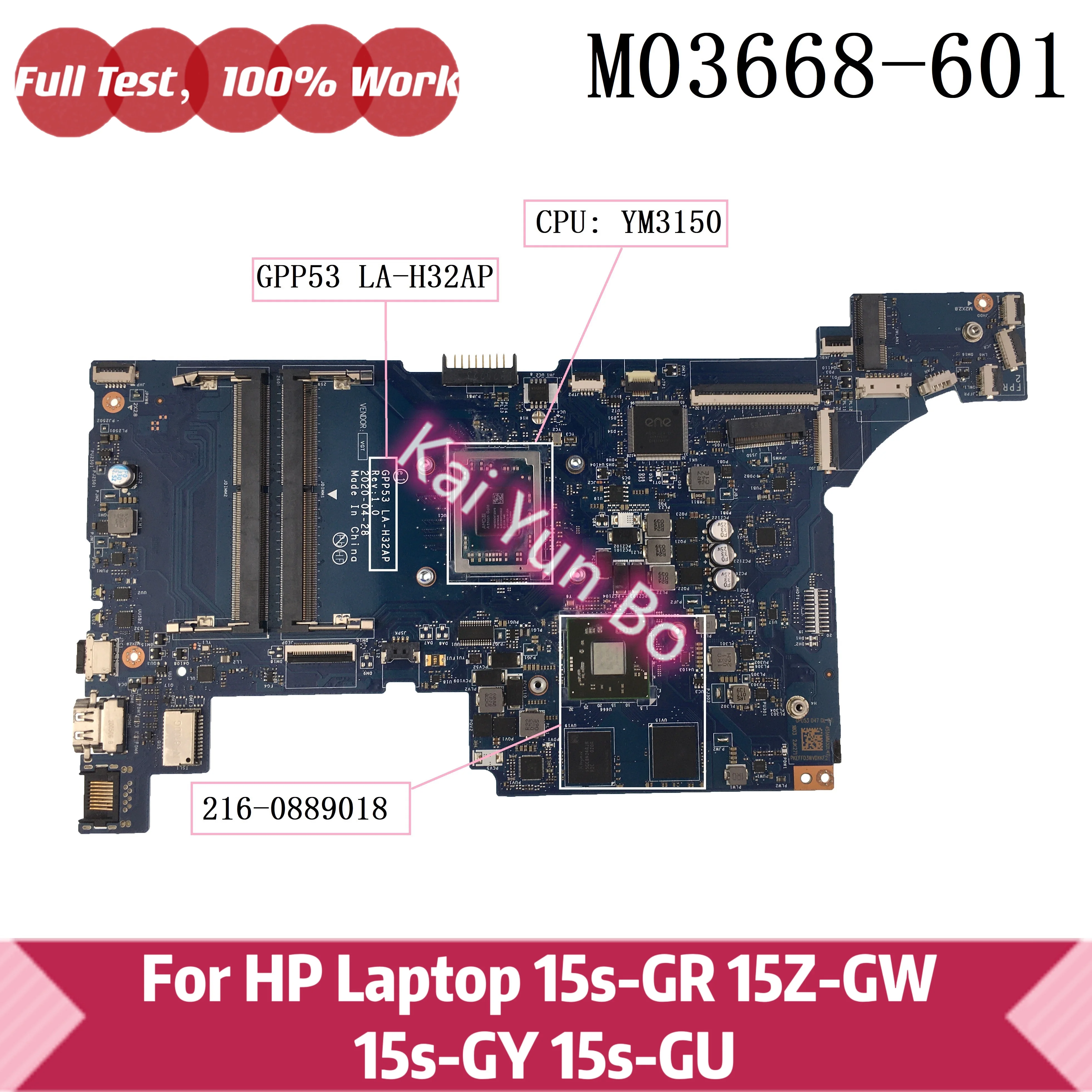 

GPP53 LA-H32AP For HP 15S-GR 15Z-GW 15S-GY 15S-GU Laptop Mainboard M03668-001 M03668-601 With YM3150 CPU Notebook 216-0889018