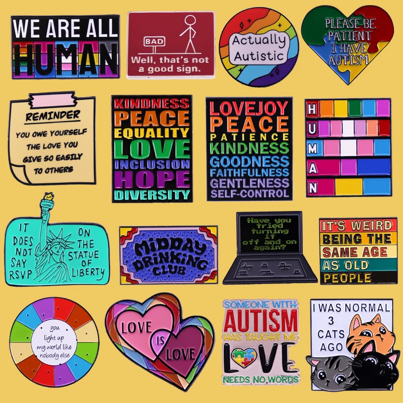 

Motivational Phrase Enamel Pin Brooches For Women Badge on Backpack Inspirational Quotes Jewelry Accessories Gift For Friends