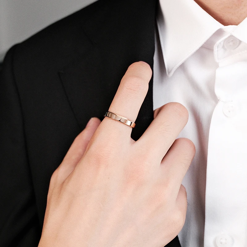 Tungsten Rings for Men Women Trendy and Versatile Simple High Grade Golden Ring Tail Ring,Engraving