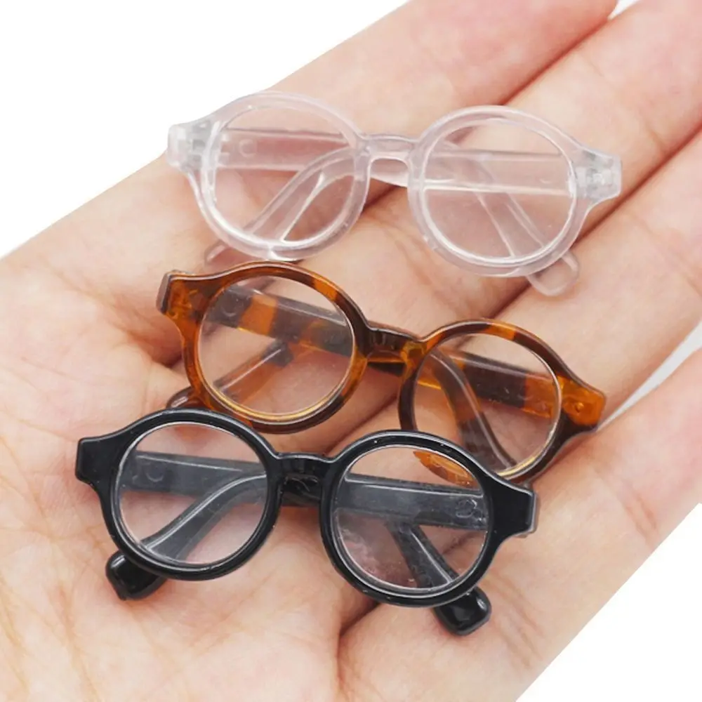 Snoep Kleur Pop Miniatuur Ronde Frame Bril Plastic Pop Doorzichtige Lens Brillen Brillen Pop Accessoire