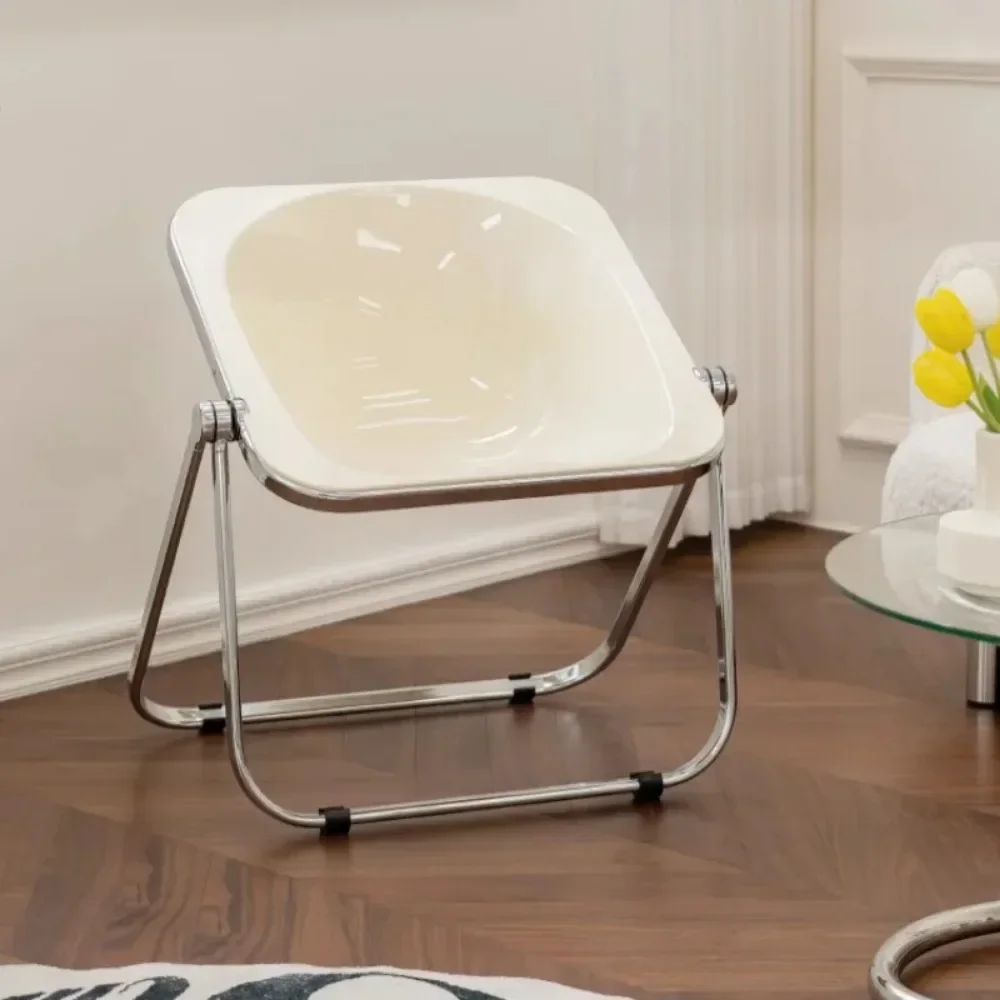 Acrylic Folding Dining Chair Transparent Make Up Balcony Stool Indoor Furniture Coffee Shop