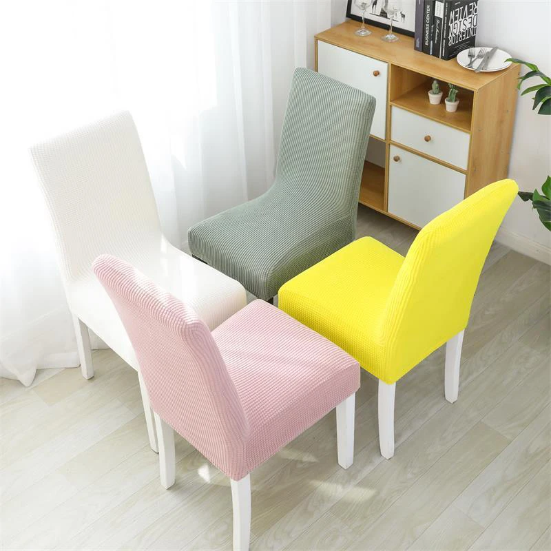 

Polar Fleece High Elastic Chair Cover Twill Flower Solid Color Dust Seat Cover Restaurant Hotel Anti-fouling Protective Cover